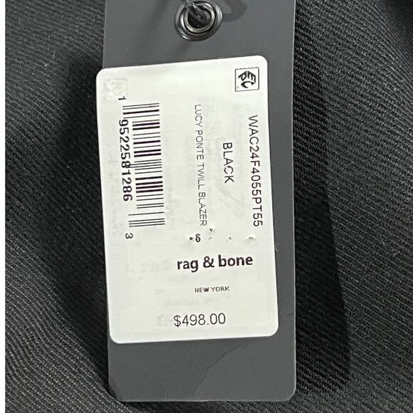 RAG & BONE BLAZER WOMENS SIZE 6 LUCY PONTE STRETCH TWILL BLACK NEW - Picture 13 of 15